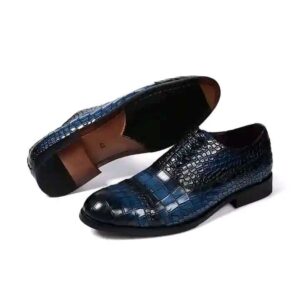 Blue Captoe alligator pattern oxfords