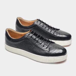Handcrafted Alligator Pattern Sneaker - Black