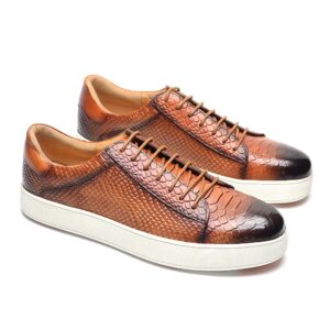 Handcrafted Alligator Pattern Sneaker - Brown