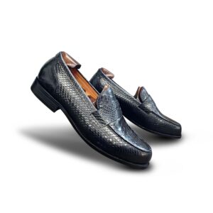Handcrafted Leather Musk Loafer Thick Sole - Black