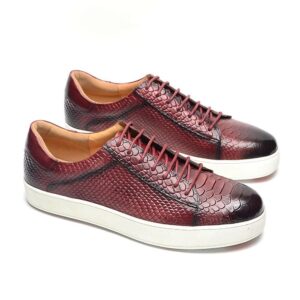Handcrafted Alligator Pattern Sneaker - Red