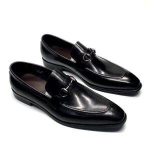 Black buckle loafers