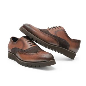 Mix of leather wingtip brogue