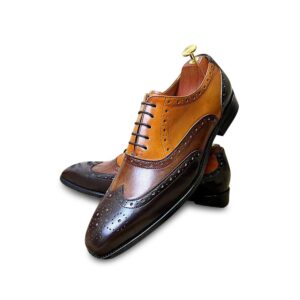 Brown wingtip oxfords
