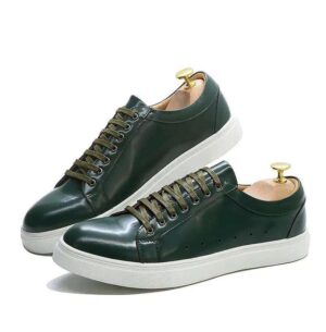 Patent leather green sneakers