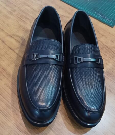 Embossed leather loafers