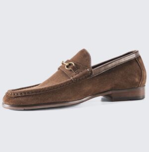Soft leather suede loafer buckle