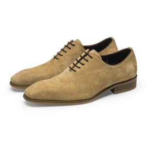 Khaki suede leather shoe-cut