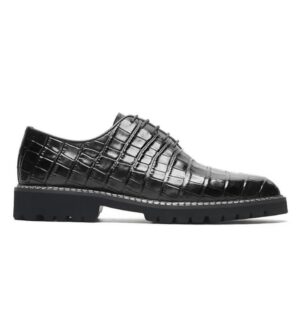 Black croc embossed brogue