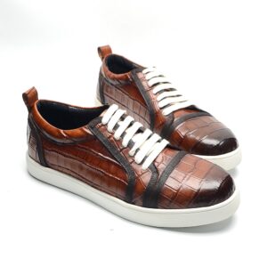 Croc embossed leather sneakers