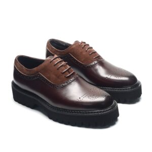 Brown leather/suede brogue