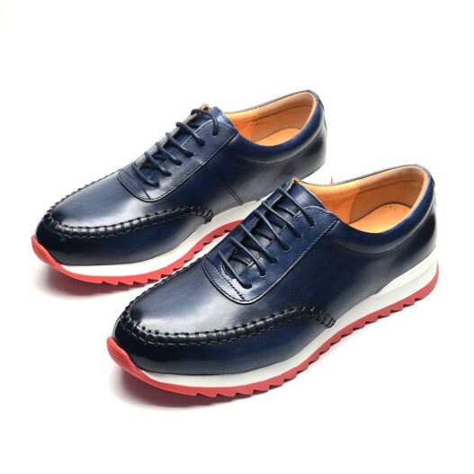 Handstitched blue sneakers