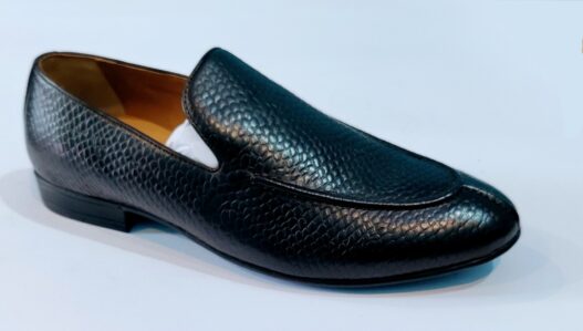 Embossed split-toe leather loafers