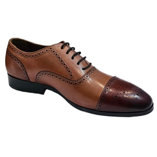 Tan/burgundy captoe