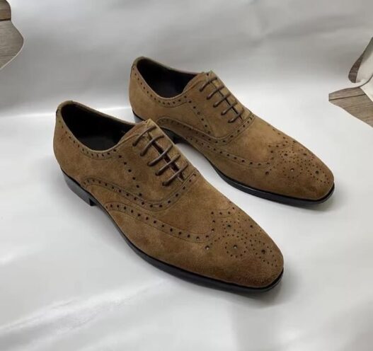 Leather/Suede Tan oxfords - Image 2