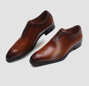 Brown patin Whole-cut oxfords