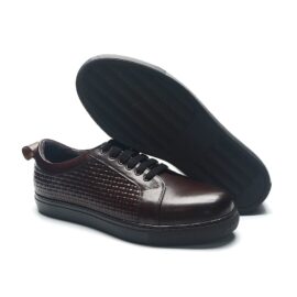 Choc brown waved leather sneaker