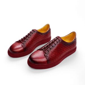 Handwoven burgundy sneaker
