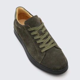 Olive green suede leather