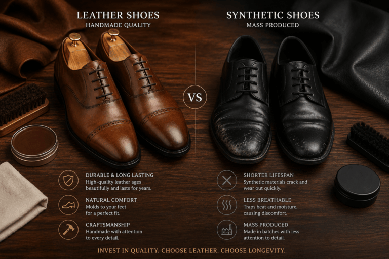 Leather Shoes vs Synthetic: Why Handmade Leather Lasts Longer leathervssynthetic
